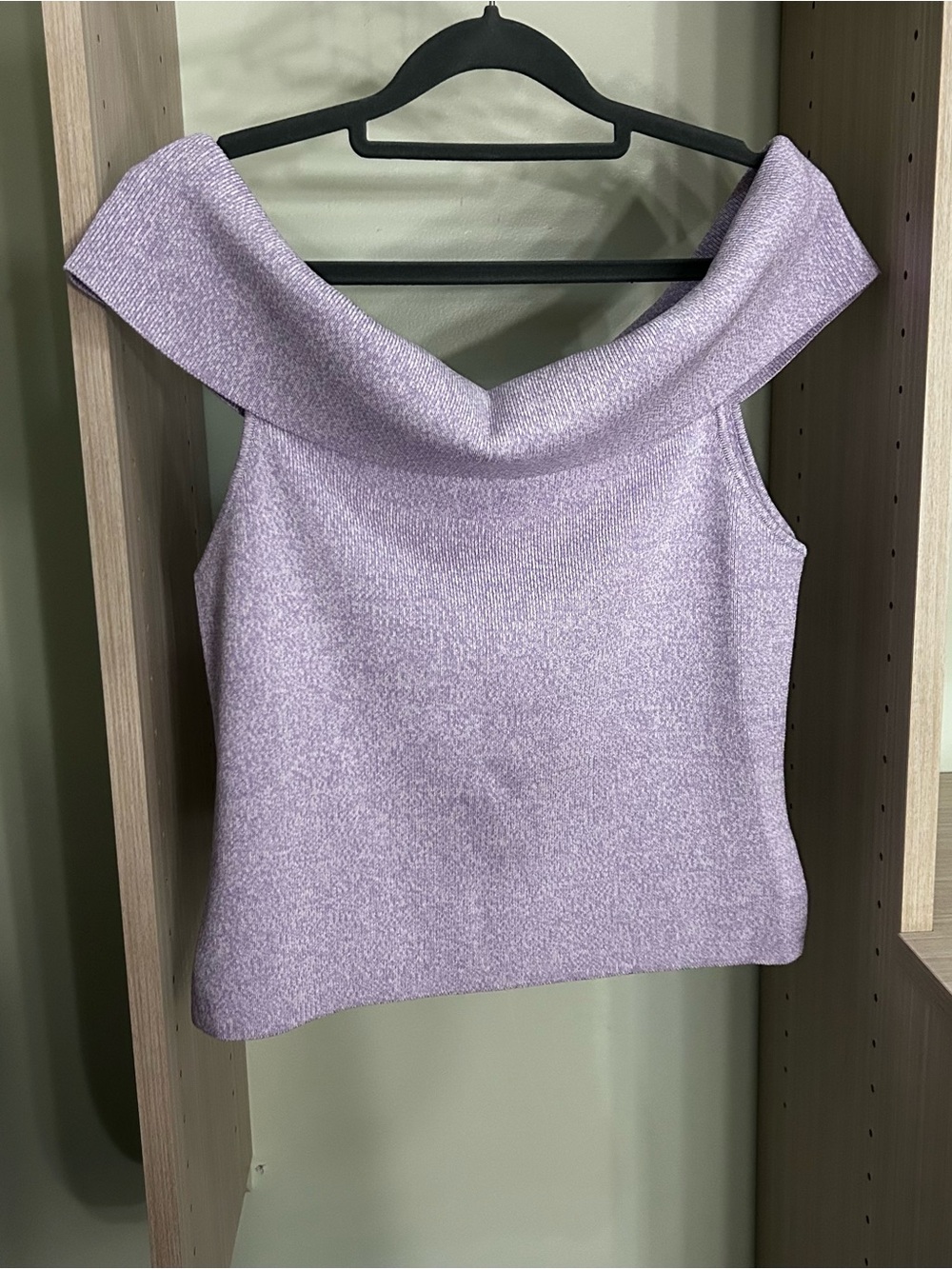 Express Lilac Off-the-Shoulder Knit Top